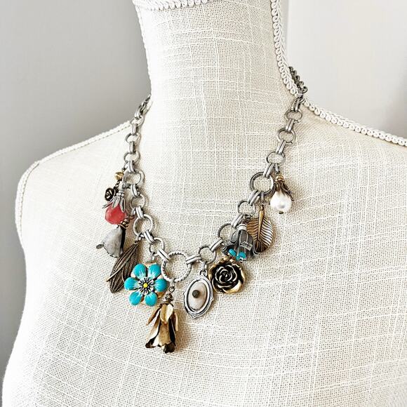 NEW Chico's Cherry Quartz Pearl Charm Necklace - Picture 9 of 11